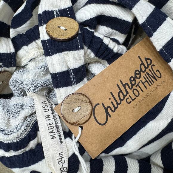 Childhoods Clothing Black & White Striped Romper Shortie Size 18-24 Months New - Picture 4 of 5